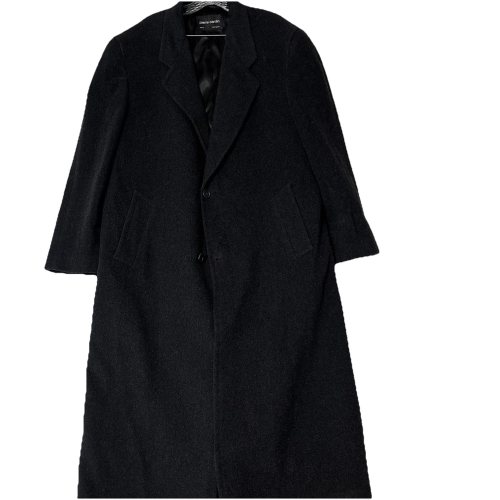 Pierre Cardin Made In The USA 100% Wool Long Overcoat Mens XL Black